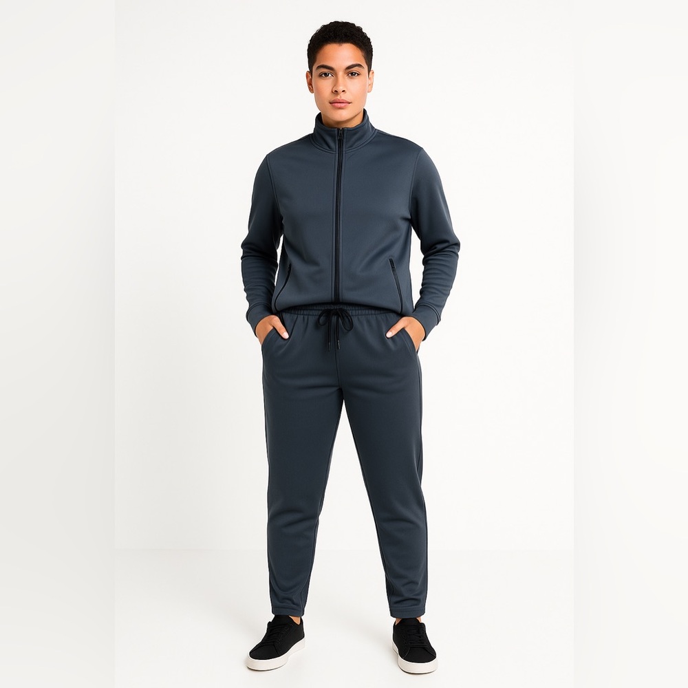 Women’s Slate Blue Athleisure Tracksuit Set Joggers + Zip Jacket M - Picture 12 of 13